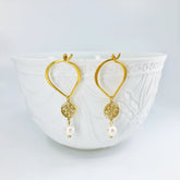 Lotus Petal Hook Pearl Earrings
